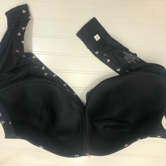 Catherine’s Intimates Pink Hearts Black Stretch Comfortable Bra Size 48DD - Picture 12 of 15